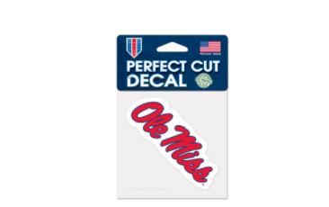 image of: Ole Miss Script Perfect Cut Decal Broad Outline 4x4