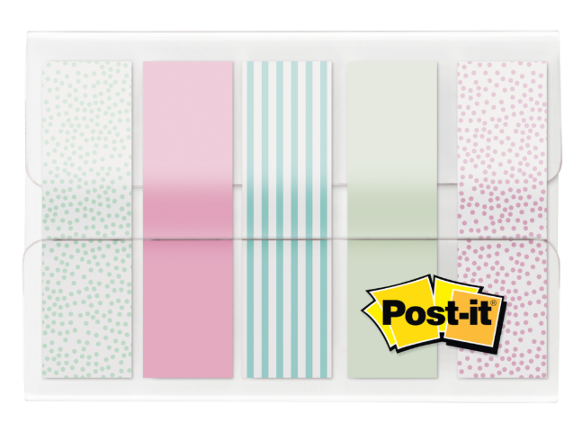 image of: Post-It .5in x 1.7in Printed Flags, 5 Pack, Pastel
