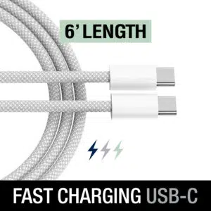 image of: CABLE 6' USB-C TO USB-C FAST SILVER