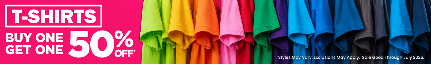 Monthly Promo: TSHIRTS! Buy one, get one 50% off