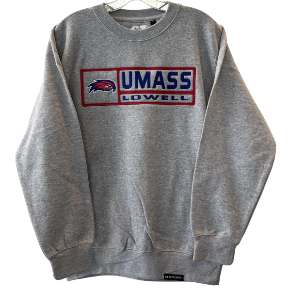 UMass Lowell Square Embroidery Crewneck; $49.99