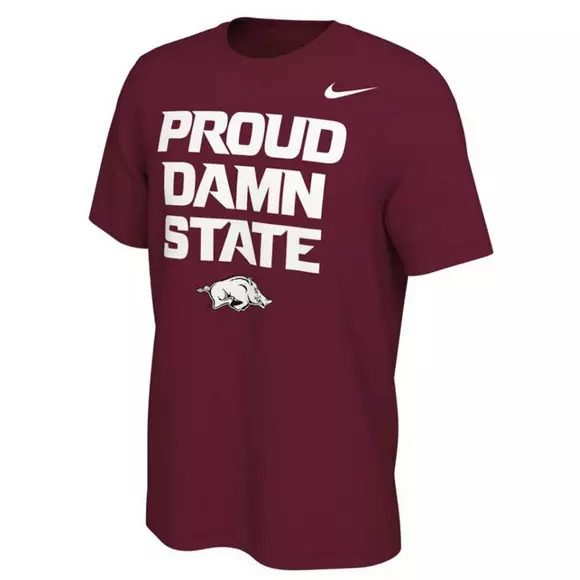 image of: MD40 - Arkansas Razorbacks Nike Proud Damn State Short Sleeve Tee- Crimson
