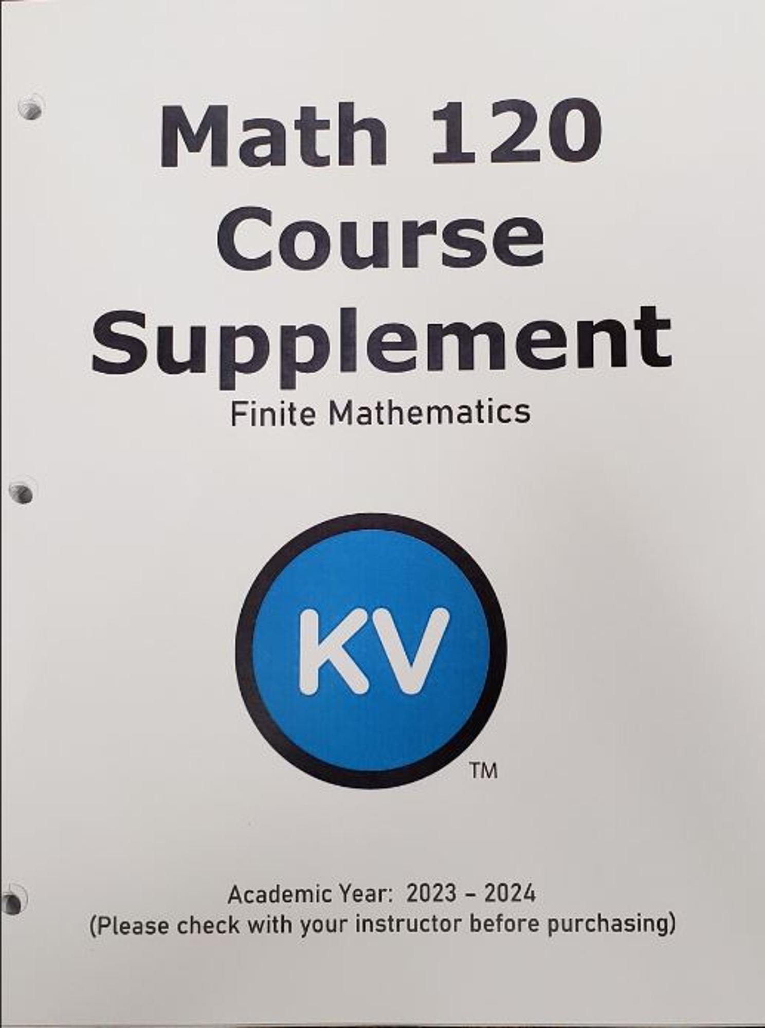 Cover image for MATH 120 Course Supplement - Finite Mathematics