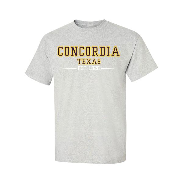 Concordia Est. 1926 Tee Marble Heather; $18.99