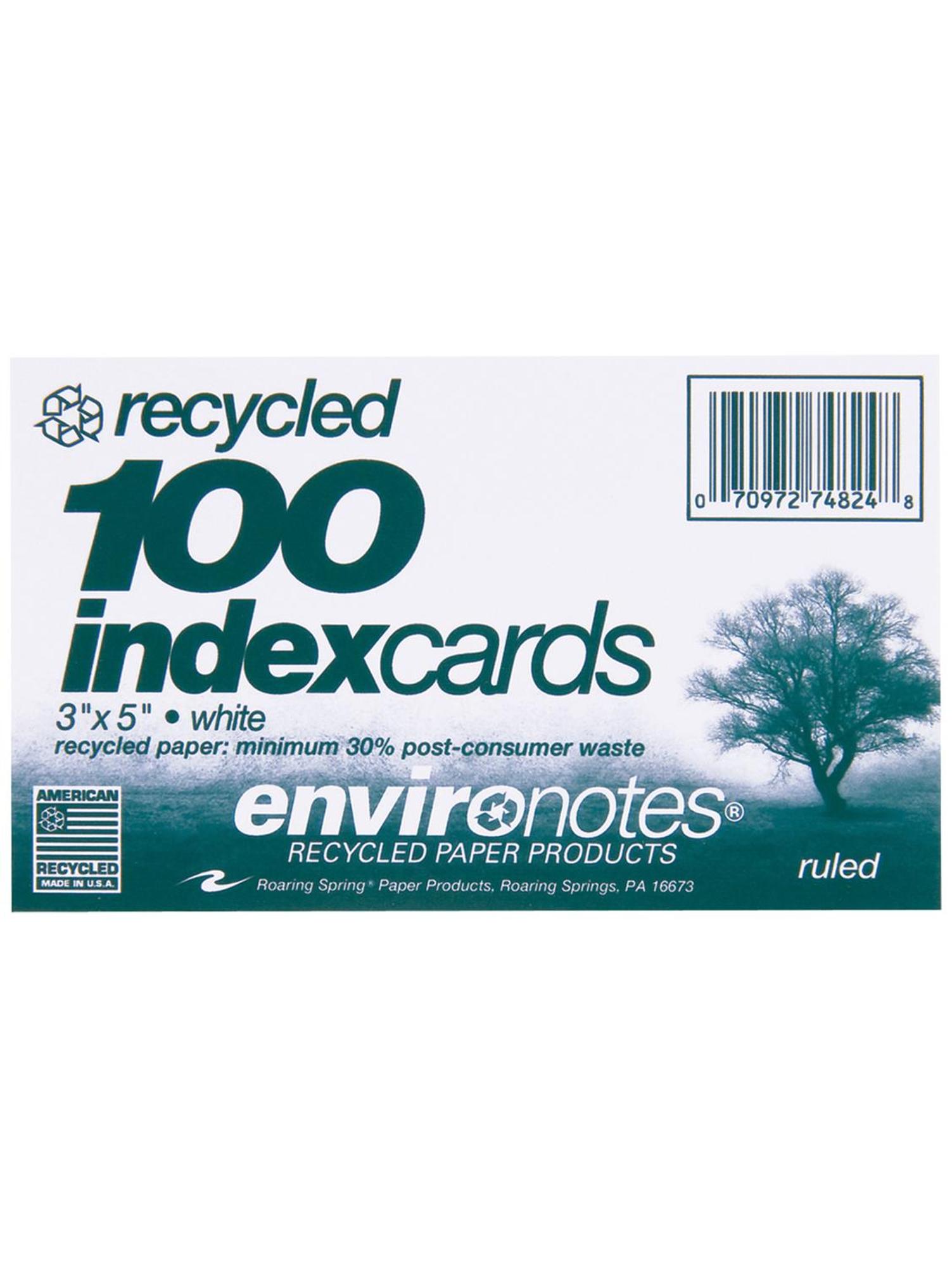 Product image 1 of 1 for Roaring Spring 3in x 5in Environotes Recycled Index Cards, 100 Pack, White