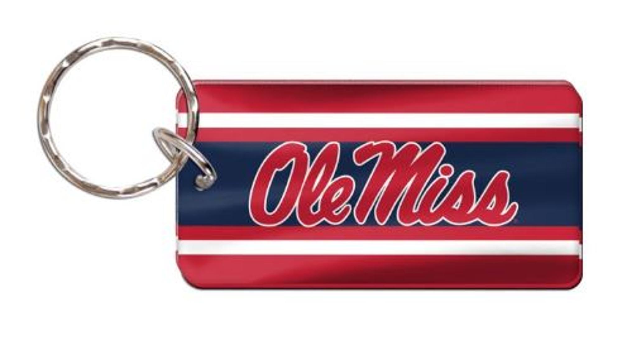 image of: Ole Miss Striped Rectangle Keychain