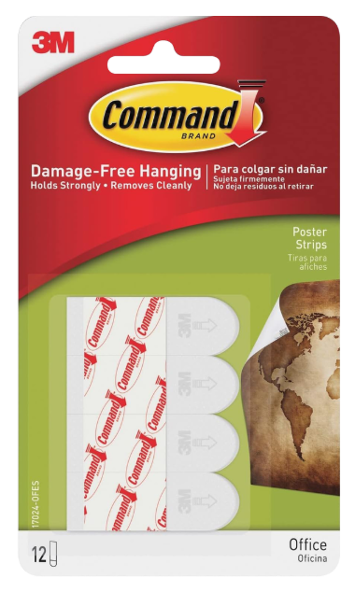 image of: Command Adhesive Poster Strips, 12 Pack, White