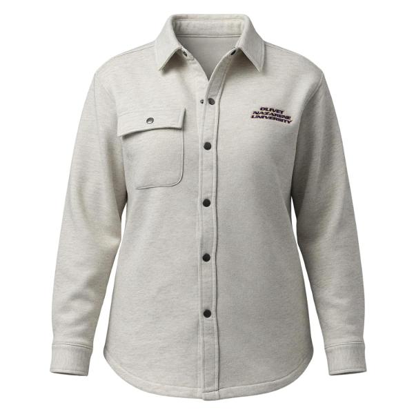 Olivet Nazarene University Charles River Oatmeal Shacket, Ash Grey; $59.99
