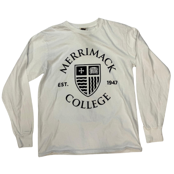 Merrimack Circle Shield Ringspun Long-sleeved White; $32.99