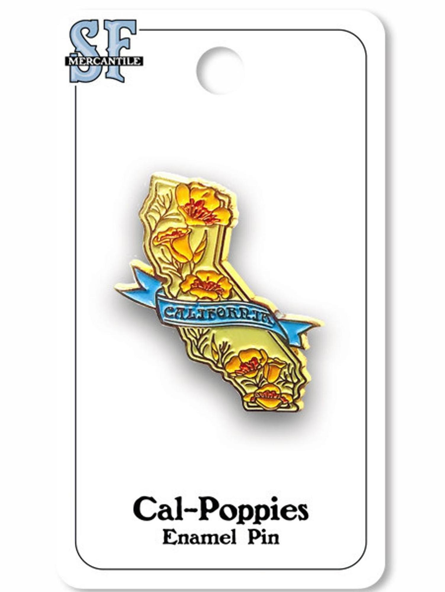 California State with Poppies Enamel Pin