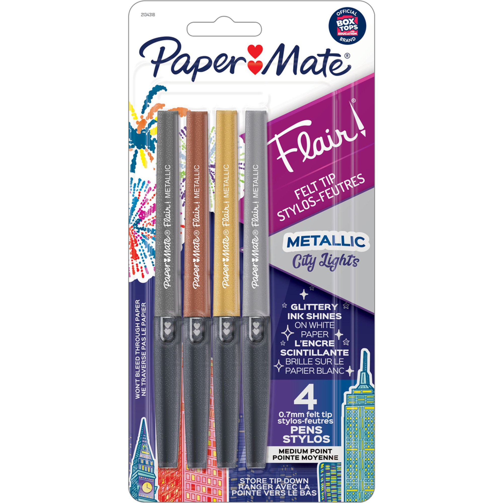image of: Paper Mate Flair Metallic Pen - Asst Medium 4Pk BP