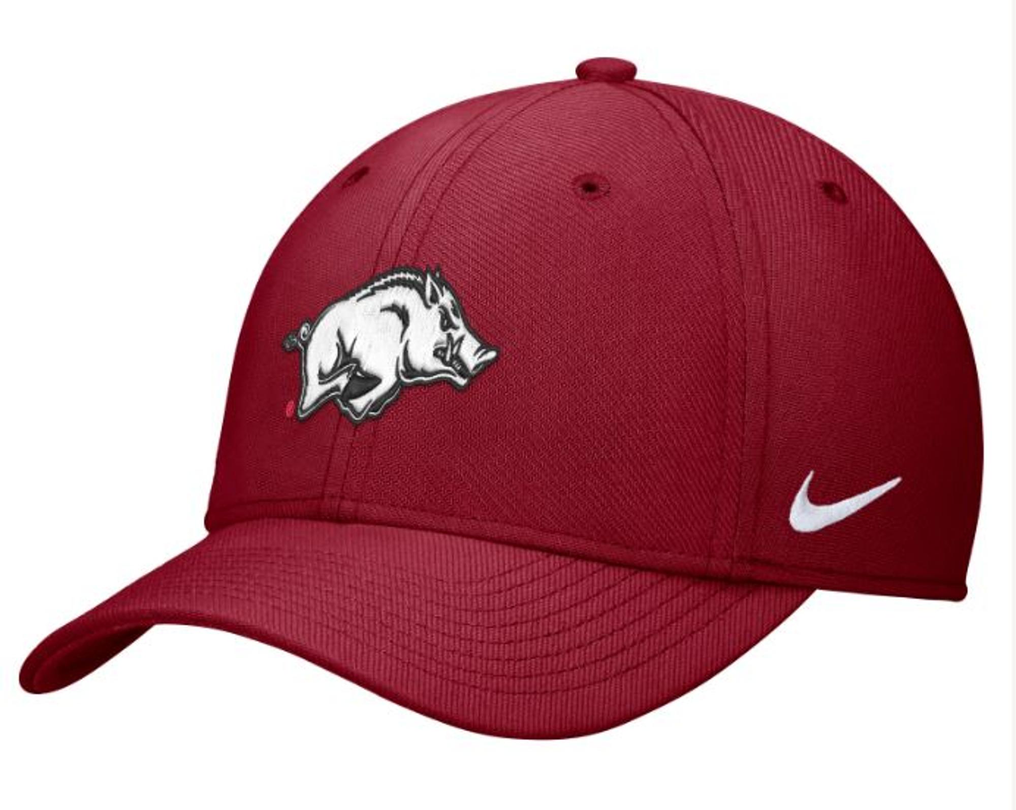 image of: Arkansas Razorback Nike DRI FIT Rise Structured Swoosh Flex Fitted Cap