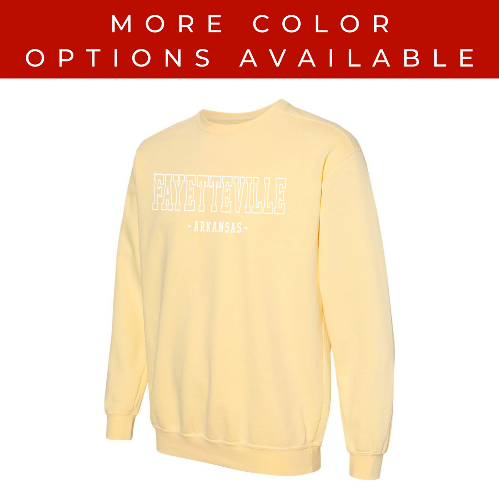 image of: Fayetteville Arkansas Comfort Color Crew Sweatshirt