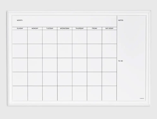 U Brands Farmhouse Dry Erase Monthly Calendar, White; $34.98