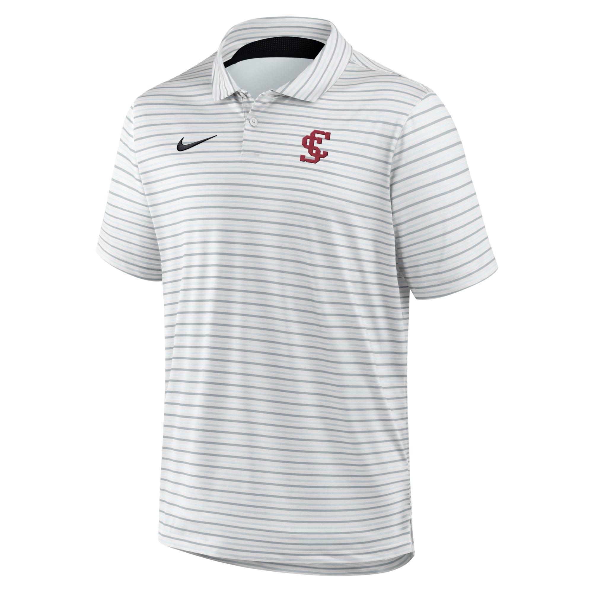 Product image 1 of 1 for Santa Clara Broncos Nike Dri-FIT Tour Stripe Polo, White & Light Smoke Gray