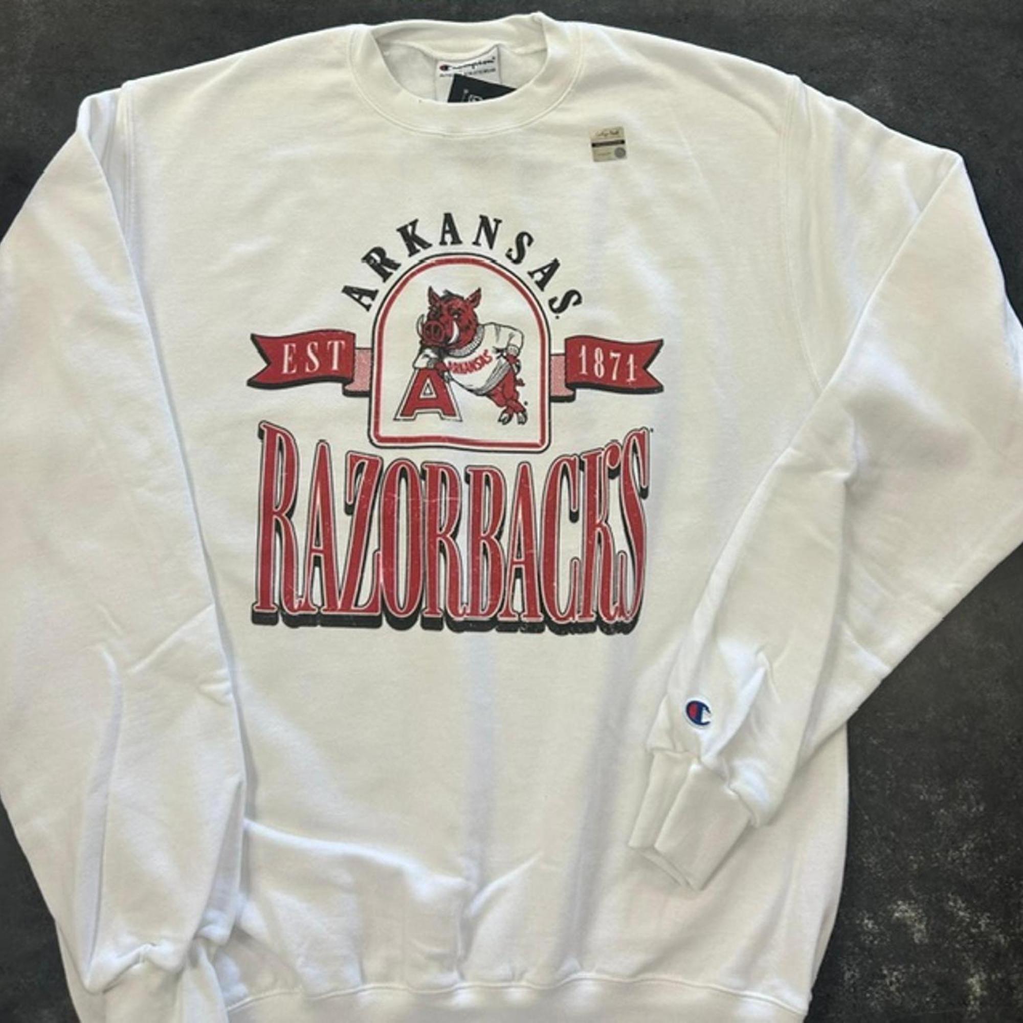 Product image 3 of 3 for Arkansas Razorbacks Collegiate Banner Vault Leaning Hog Crewneck