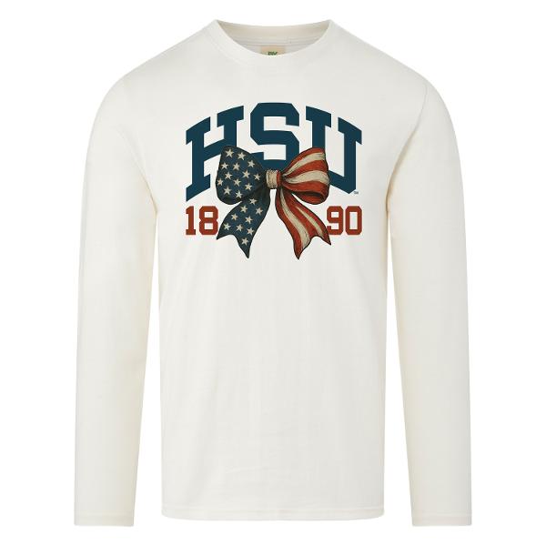 HSU Patriotic Bow Summit Sustainable Long Sleeve Tee; $29.99