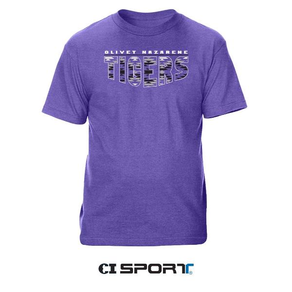Olivet Nazarene Tigers Tribal Short Sleeve Tee, Purple Heather; $18.99