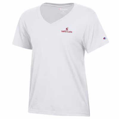 image of: Santa Clara University Champion Women's V-Neck Short Sleeve Tee, White