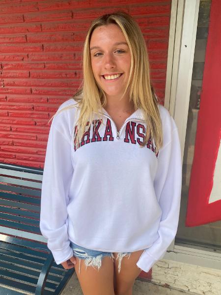 Arkansas Razorback White Quarter Zip Pullover; $64.99