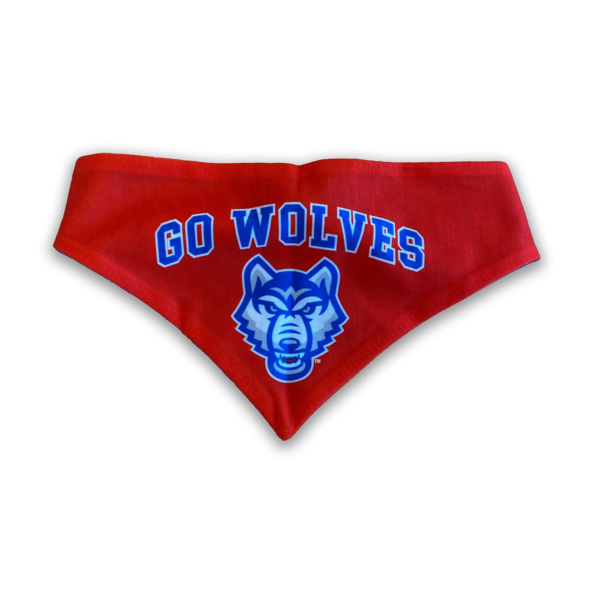 image of: WOLF HEAD LOGO GO WOLVES PET BANDANA