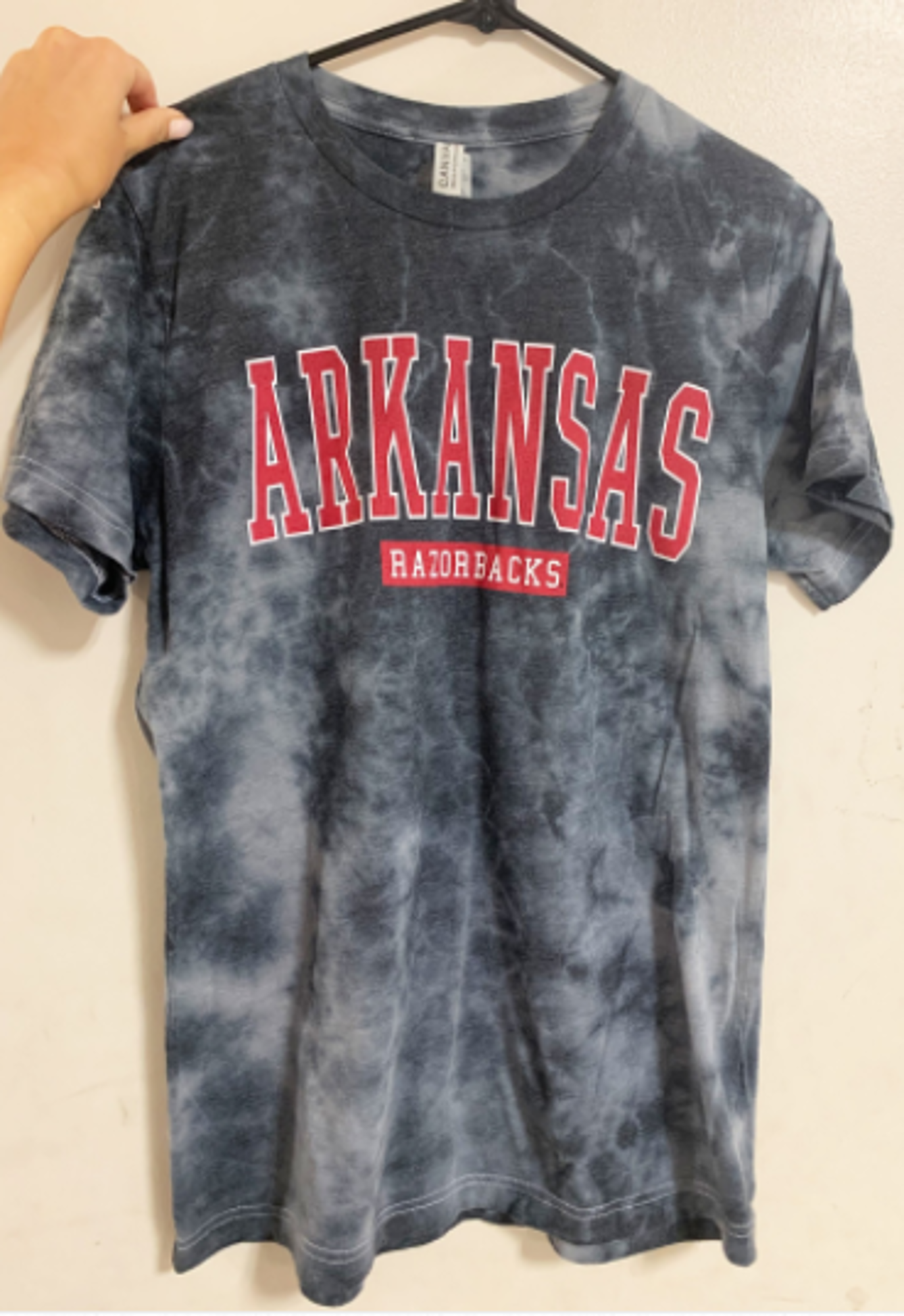 image of: Arkansas Razorbacks Tie Dye Short Sleeve Tee- Grey