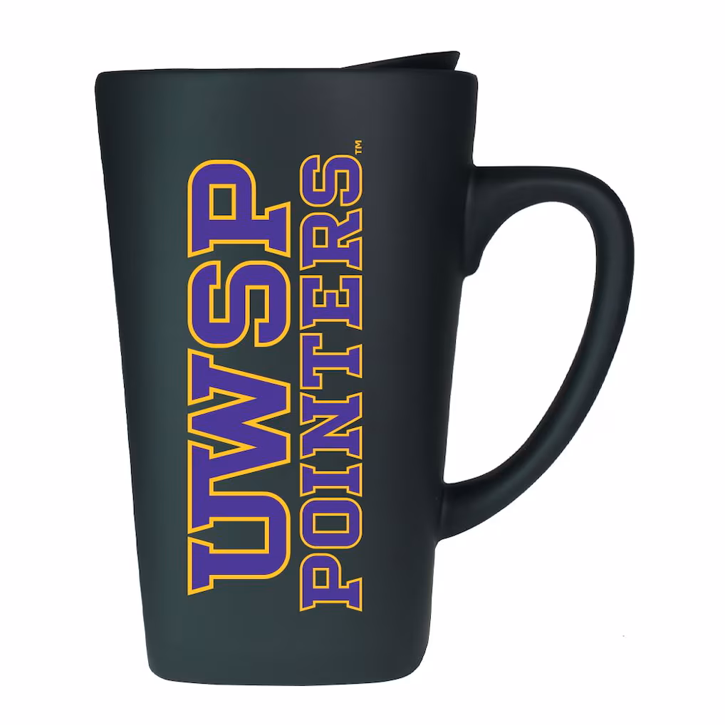 Product image 1 of 1 for University of Wisconsin Stevens Point Soft Touch Mug with Lid, Black