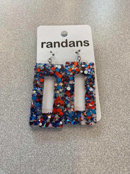 LILLY DOTS RECTANGLE GLITTER DANGLE EARRINGS; $18.99