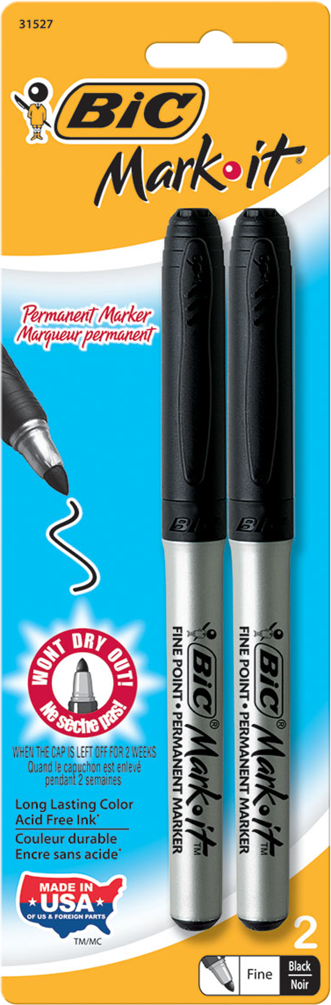 image of: BIC Intensity Permanent Marker - Black Fine 2Pk BP