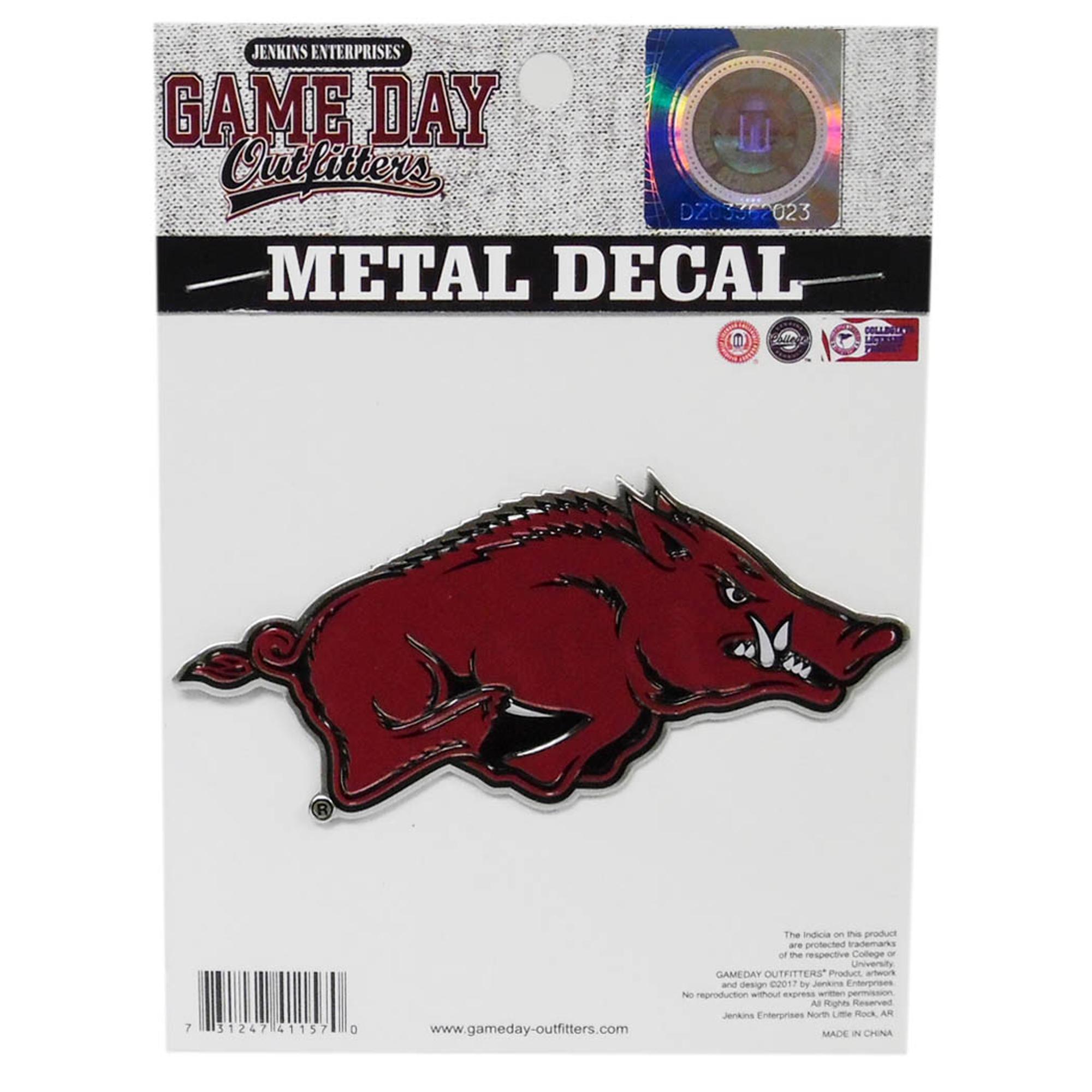 image of: Arkansas Razorbacks Jenkins Enterprises Metal Running Hog Decal - Red