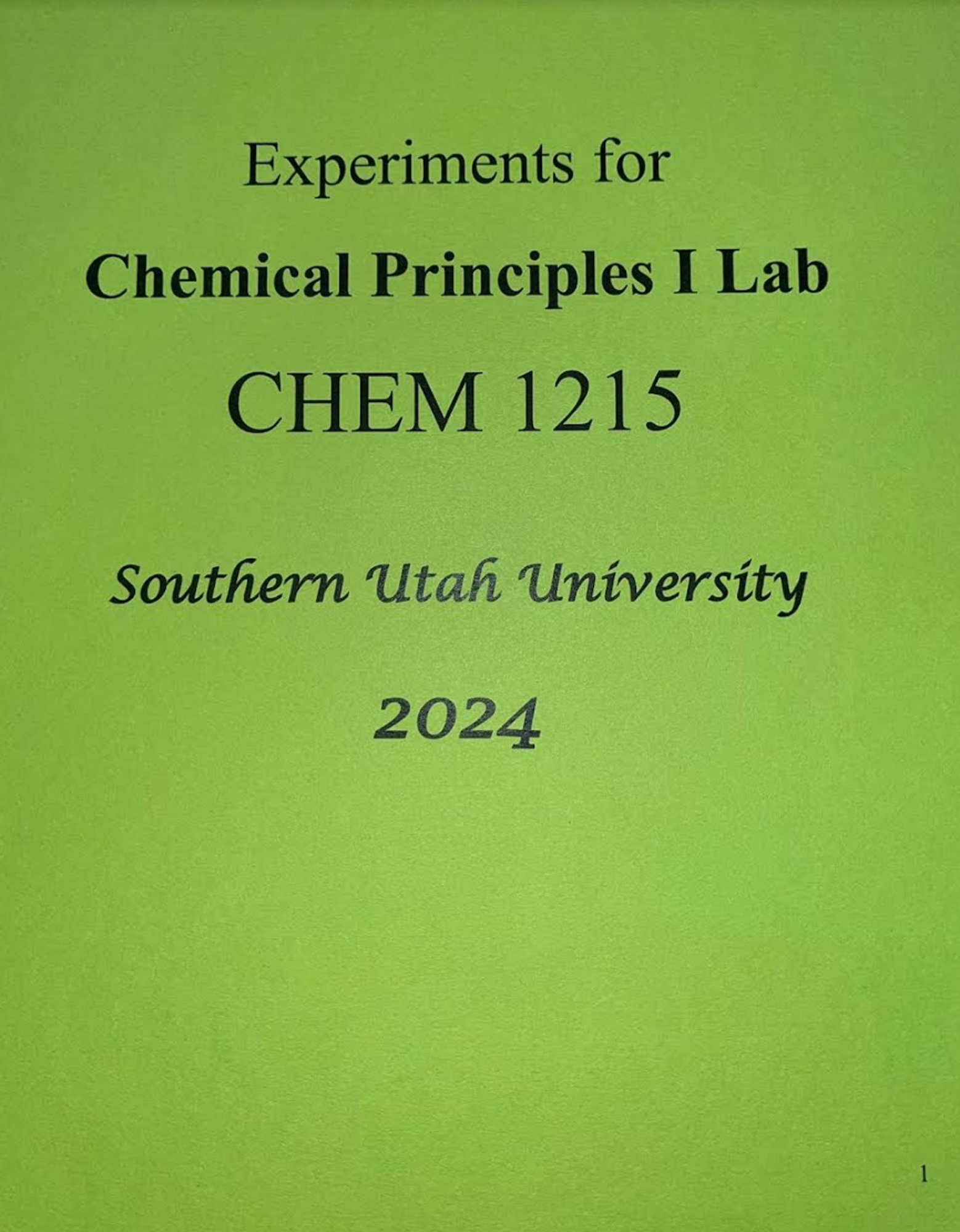 Cover image for CHEM 1215 EXPERIMENTS CHEMICAL PRINCIPLES I