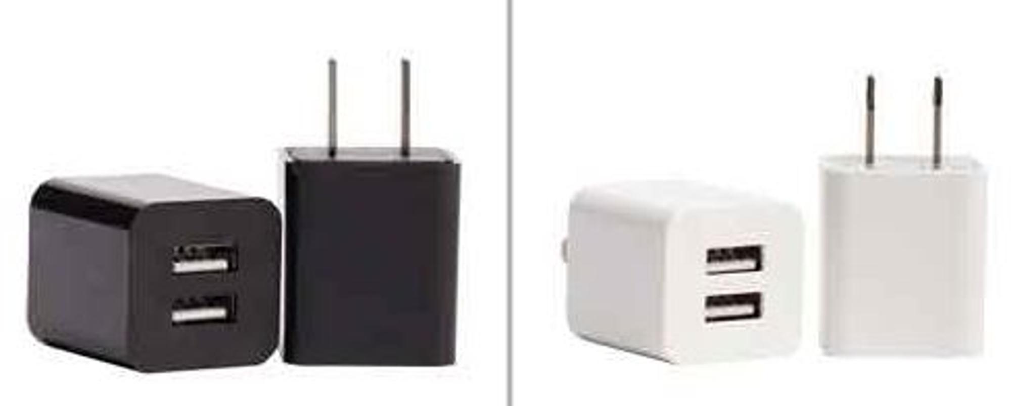 image of: Wall Charger Dual USB-A 2.0 Amp Black/White