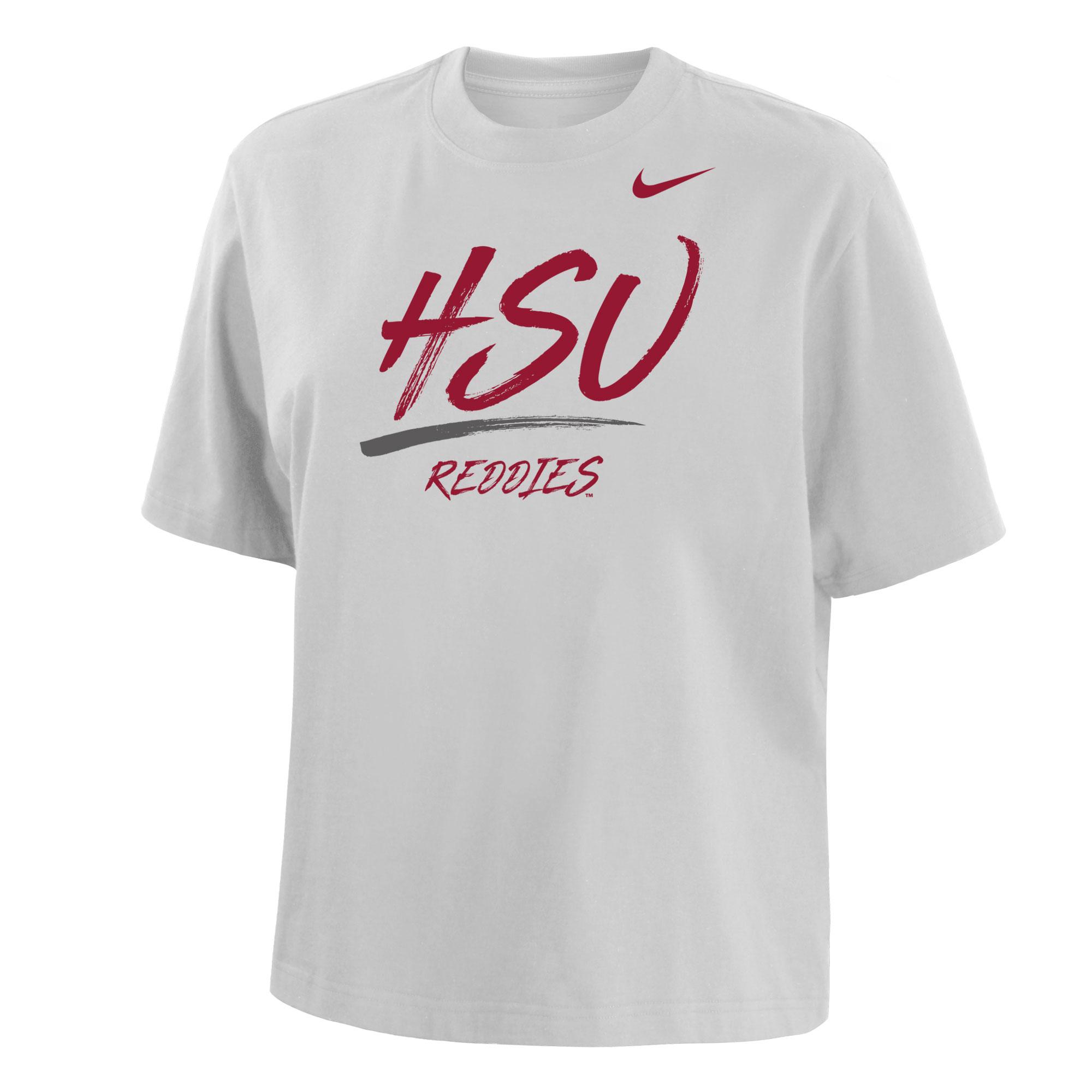 image of: HSU Reddies Cotton Short Sleeve Boxy Cropped Tee