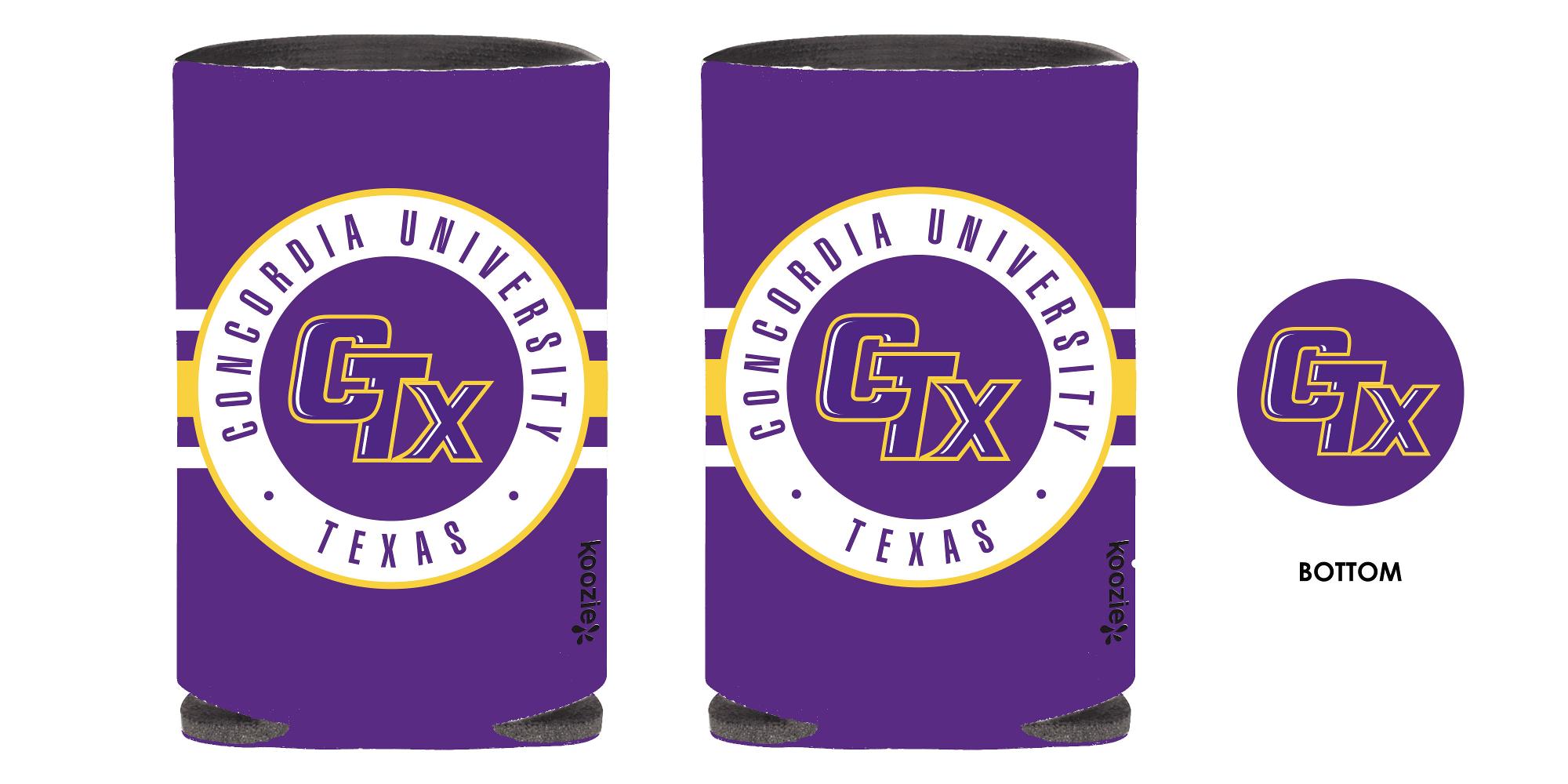 image of: Koozie Can Cooler Purple and Gold Circle