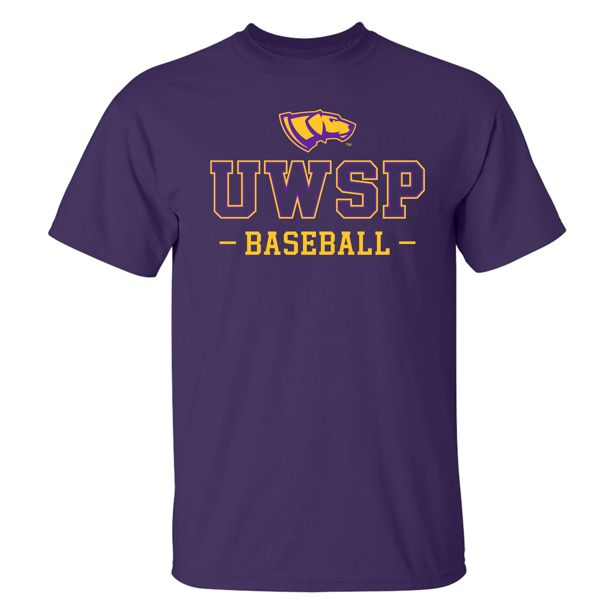 Product image 1 of 1 for UWSP Cotton Short Sleeve Tee, Baseball Logo, Athletic Purple
