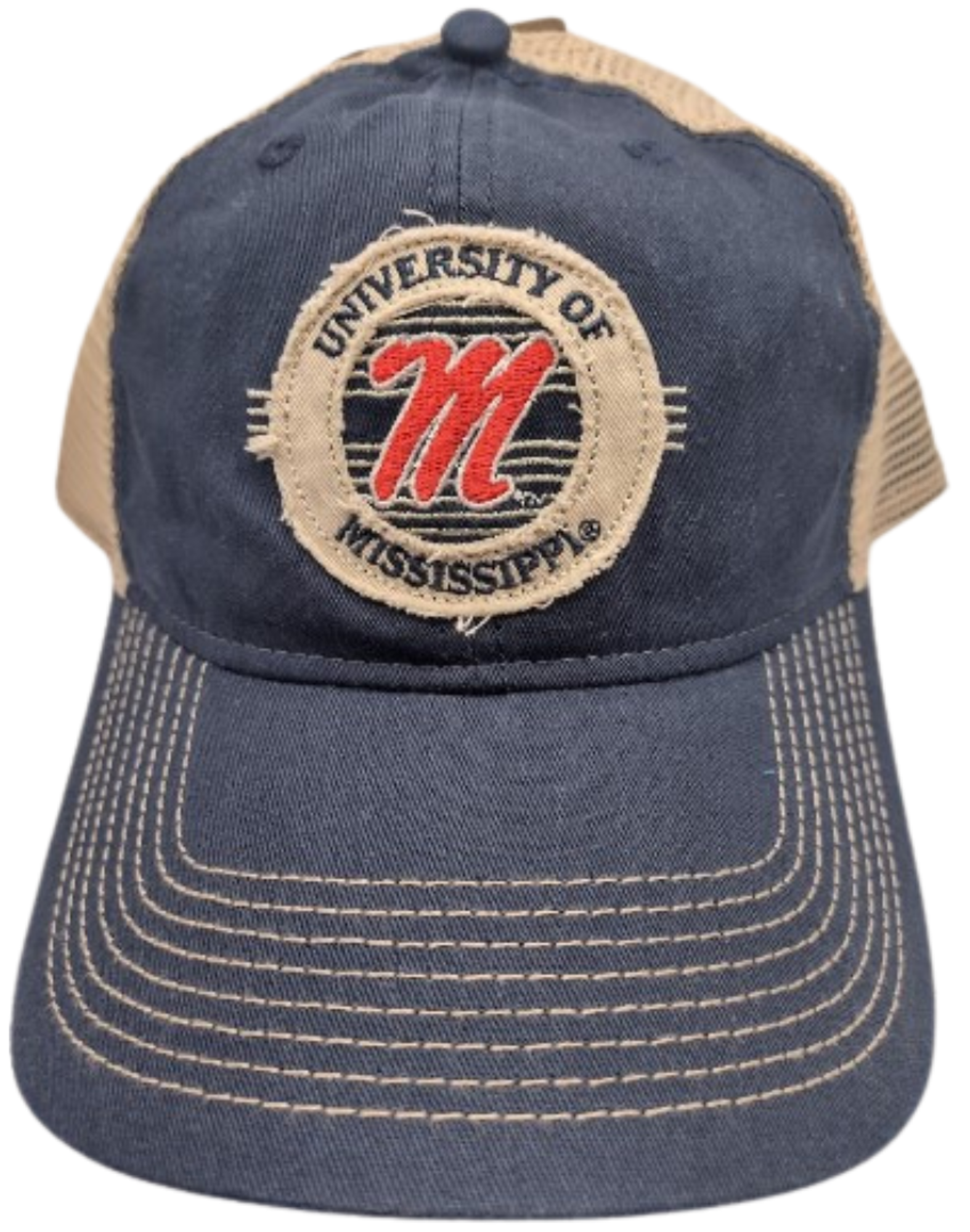 image of: University of Mississippi Retro Circle Applique Trucker Adjustable Hat Navy
