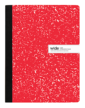 image of: Office Depot® Brand Composition Notebook, 9-3/4" x 7-1/2", Wide Ruled, 200 Pages (100 Sheets), Red