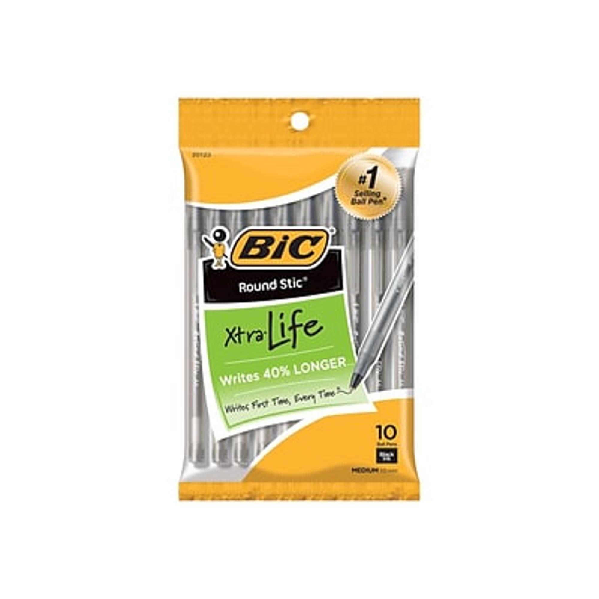 image of: BIC Cristal Xtra-Life Black Pen 10pk