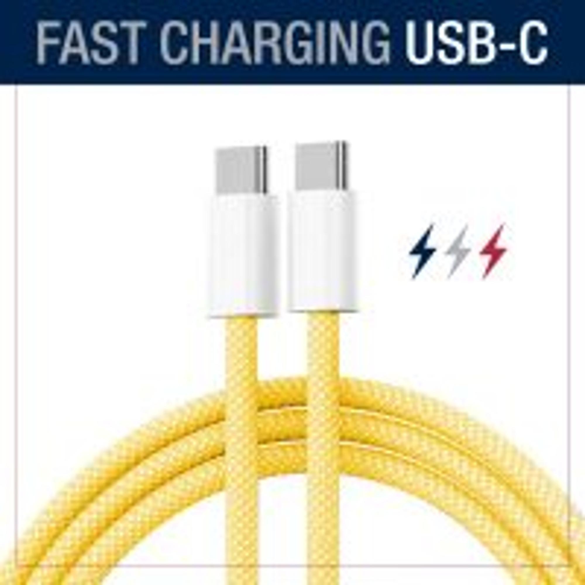 Product image 1 of 1 for Cable 3' USB-C To USB-C Fast Charge Yellow