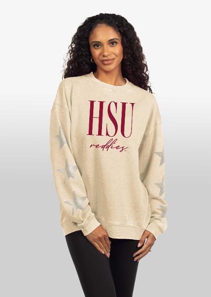 * FINAL SALE * HSU Reddies Campus Crew Sweatshirt Stars; $59.99