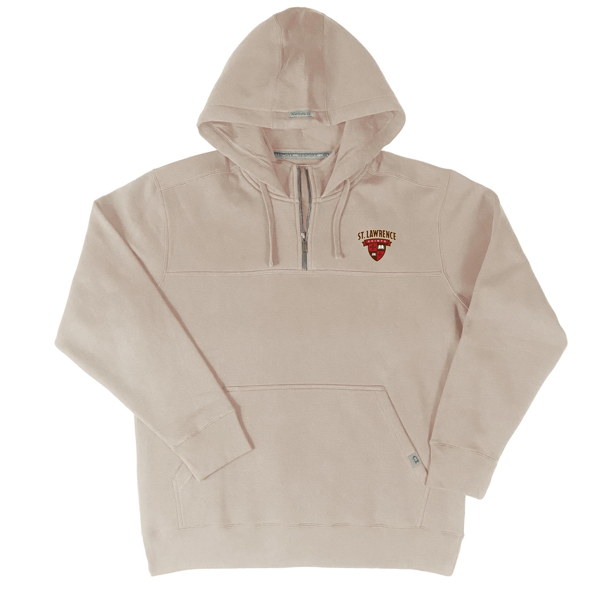 image of: Tan 1/4 Zip Hood Sweatshirt