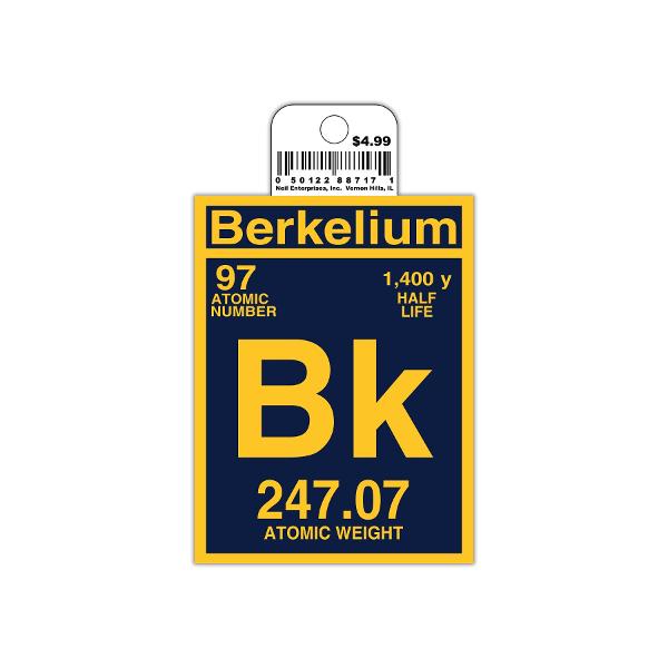 Vinyl Sticker 2.5in x 3.3in Berkelium Logo; $4.99