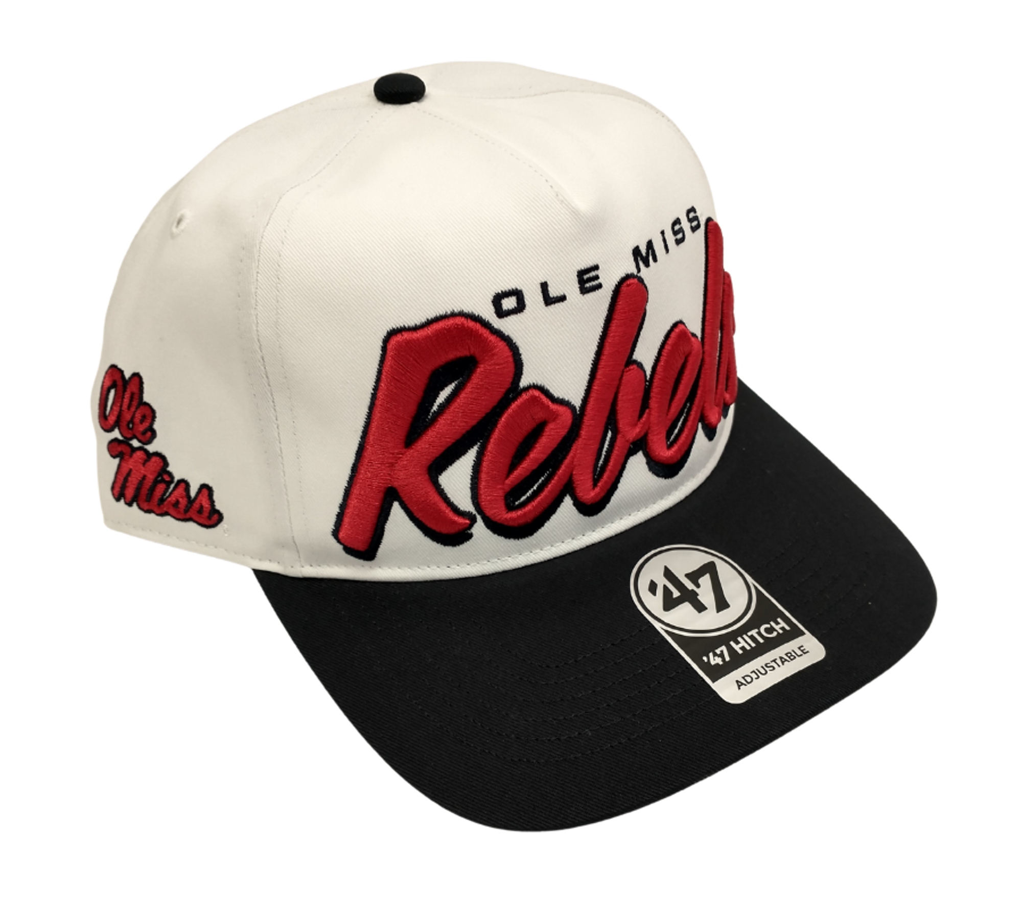 image of: Ole Miss Drop Shadow Hitch 5-Panel Snapback White/Navy