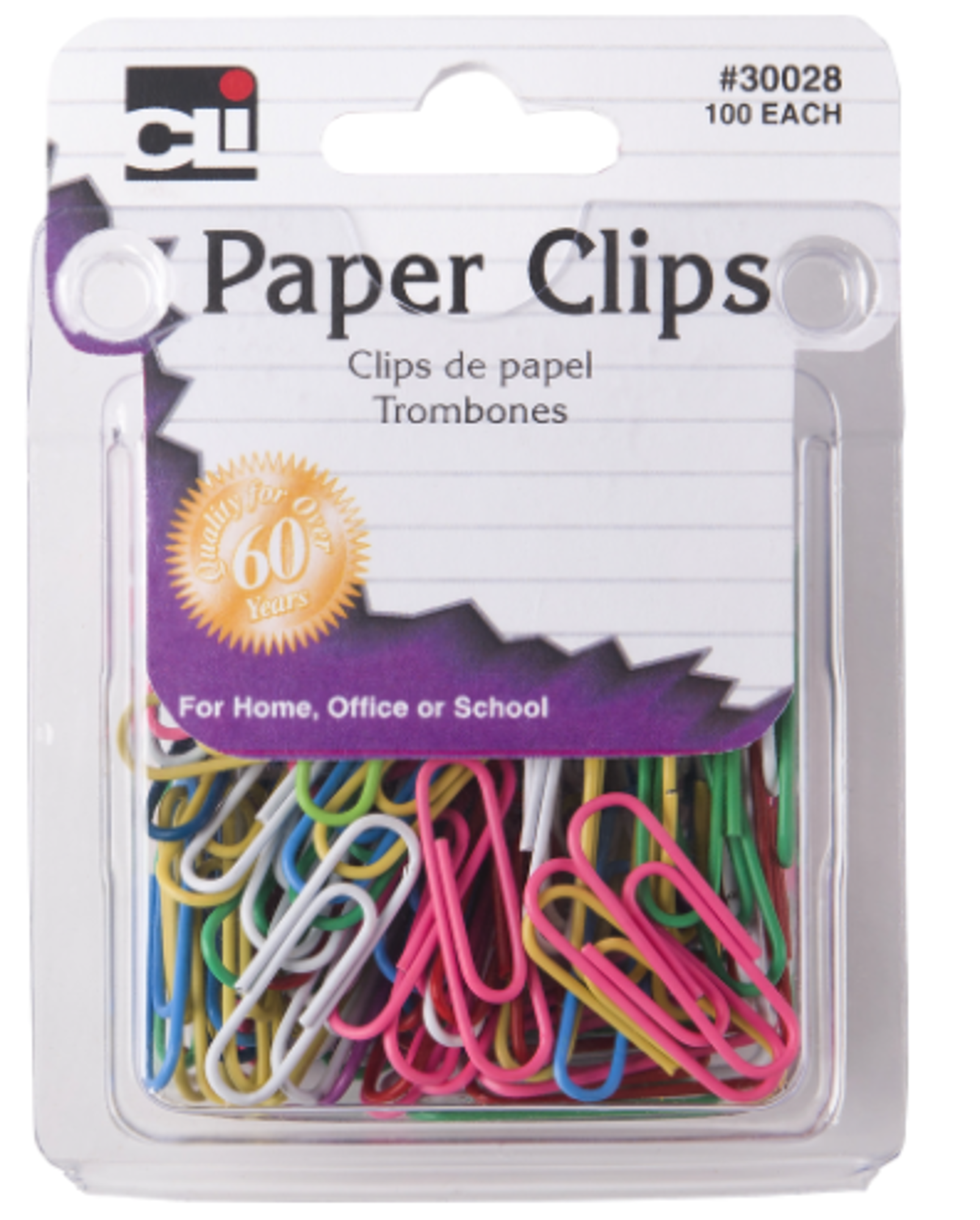 image of: Charles Leonard Paper Clips - Asst Small 100Pk BP Vinyl