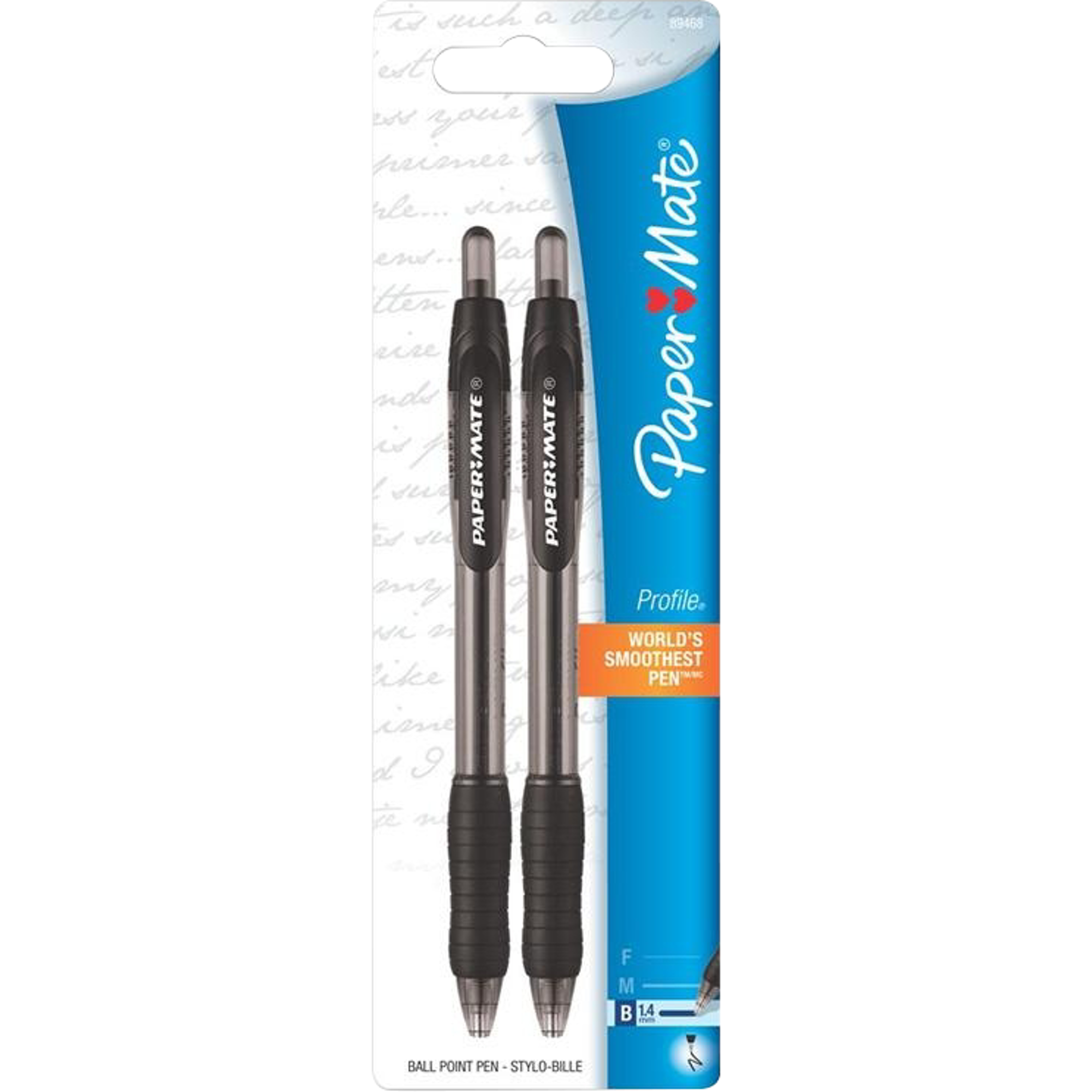 image of: Paper Mate Profile Retractable Ballpoint Pen - Black 1.4mm 2Pk BP