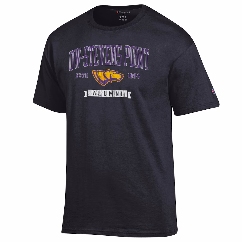 Product image 1 of 1 for University of Wisconsin Stevens Point Alumni Short Sleeve Tee, Black
