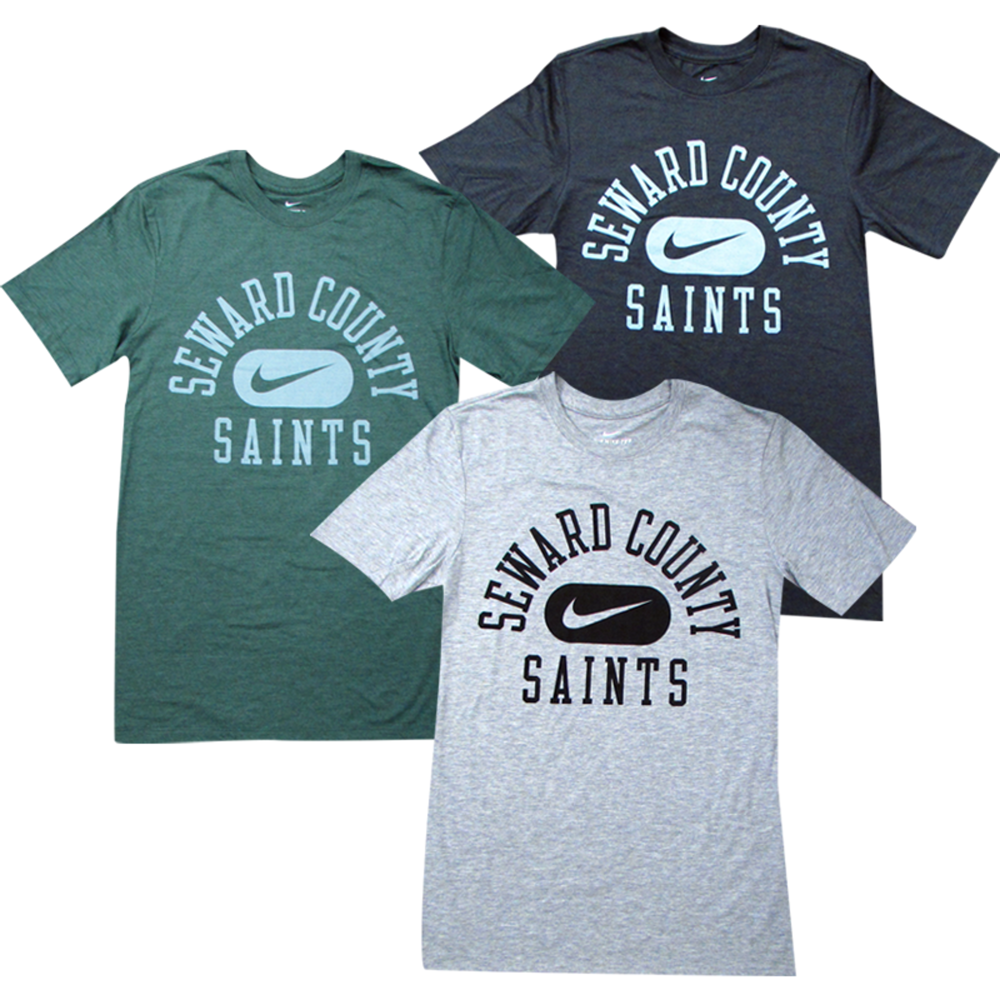 image of: NIKE CURVED SEWARD COUNTY SAINTS SWOOSH TRIBLEND TEE