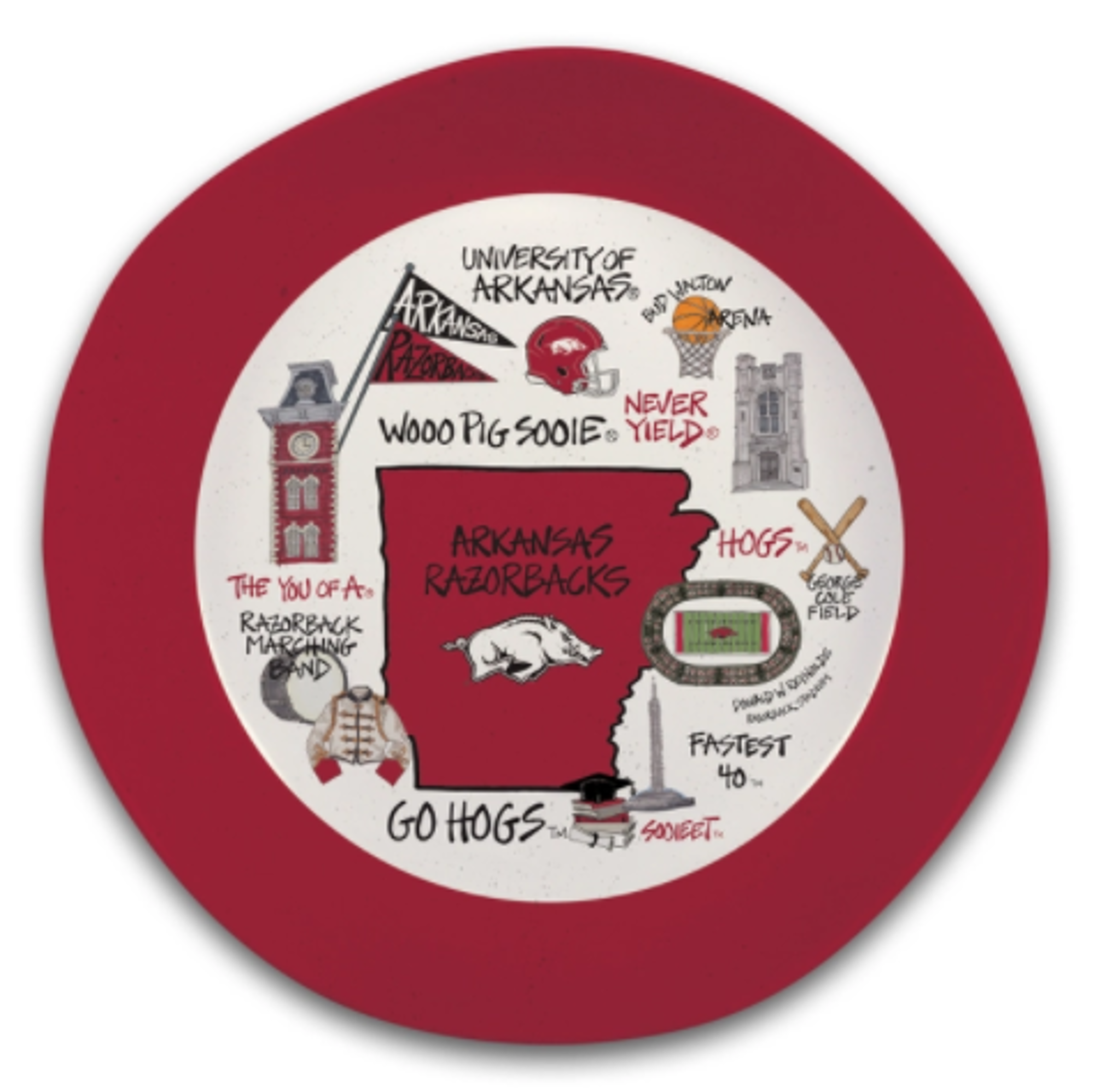 image of: Arkansas Razorbacks Magnolia Lane 13.5" Melamine Bowl