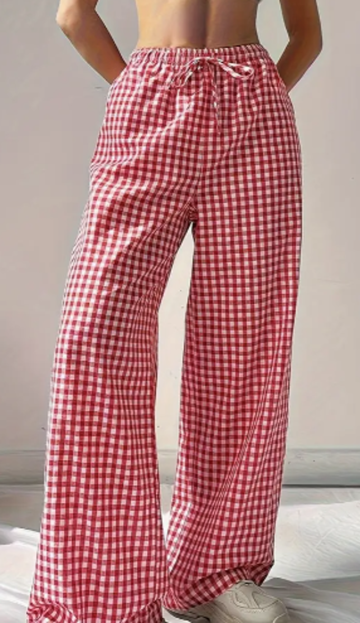 Product image 1 of 1 for RED GINGHAM CASUAL WIDE LEG PANT