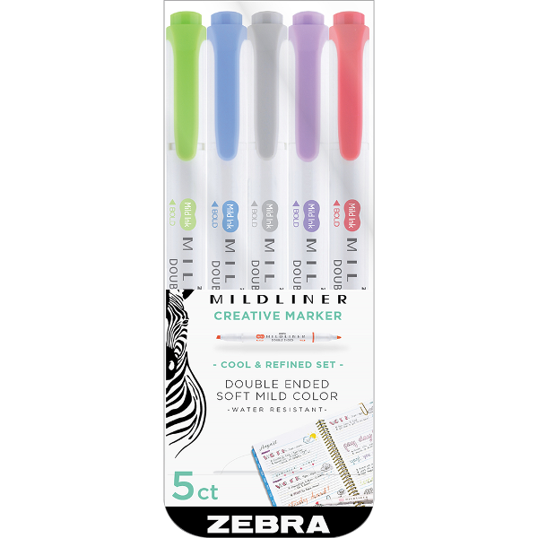 Zebra Pen Mildliner Double Ended Creative Marking Tool, 5 Pack; $12.98